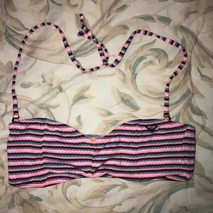 Roxy pink stripe bikini top w removable straps